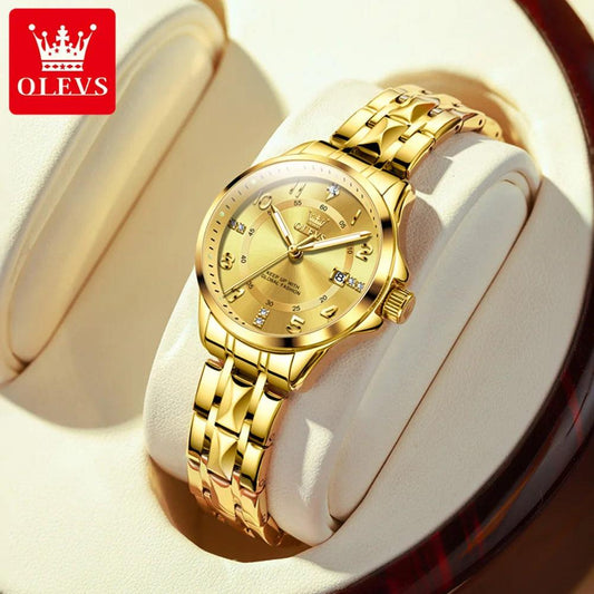OLEVS 2910 Women's Watch Classics Calendar Waterproof Stainles Steel Ladies Hand Clock Luxury Brand Quartz Watch for Women Carauana Store