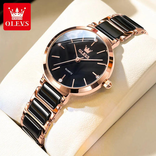 OLEVS 5877 Japan Quartz Women Watch Ceramics Watchstrap Luxury Elegant Ladies Bracelet Watch Watch for Women Relogio Feminino Carauana Store