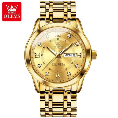 OLEVS Couple Watch Pair for Men and Women Stainless Steel Waterproof Men's Watches Luxury Gold Diamond Lover's Wristwatches 2023 Carauana Store