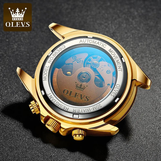 OLEVS Men's Automatic Mechanical Watch Waterproof Stainless Steel Strap Men's Mechanical Watch Fashion Carauana Store