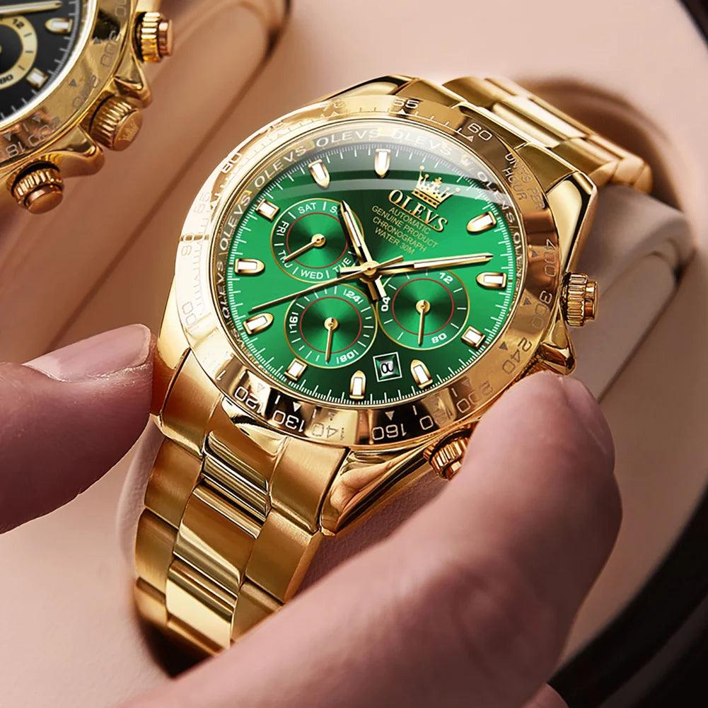 OLEVS Men's Automatic Mechanical Watch Waterproof Stainless Steel Strap Men's Mechanical Watch Fashion Carauana Store