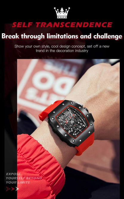 OLEVS Men's Tonneau Wristwatch: Stylish Design with Silicone Strap Carauana Store