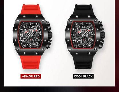 OLEVS Men's Tonneau Wristwatch: Stylish Design with Silicone Strap Carauana Store