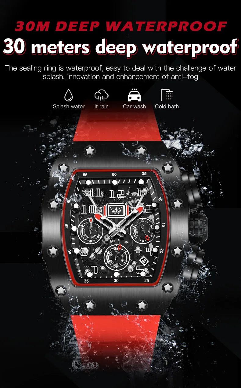 OLEVS Men's Tonneau Wristwatch: Stylish Design with Silicone Strap Carauana Store