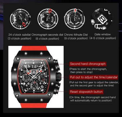 OLEVS Men's Tonneau Wristwatch: Stylish Design with Silicone Strap Carauana Store