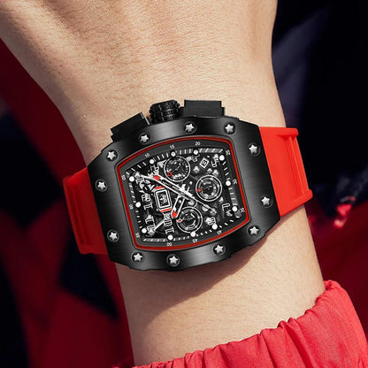 OLEVS Men's Tonneau Wristwatch: Stylish Design with Silicone Strap Carauana Store