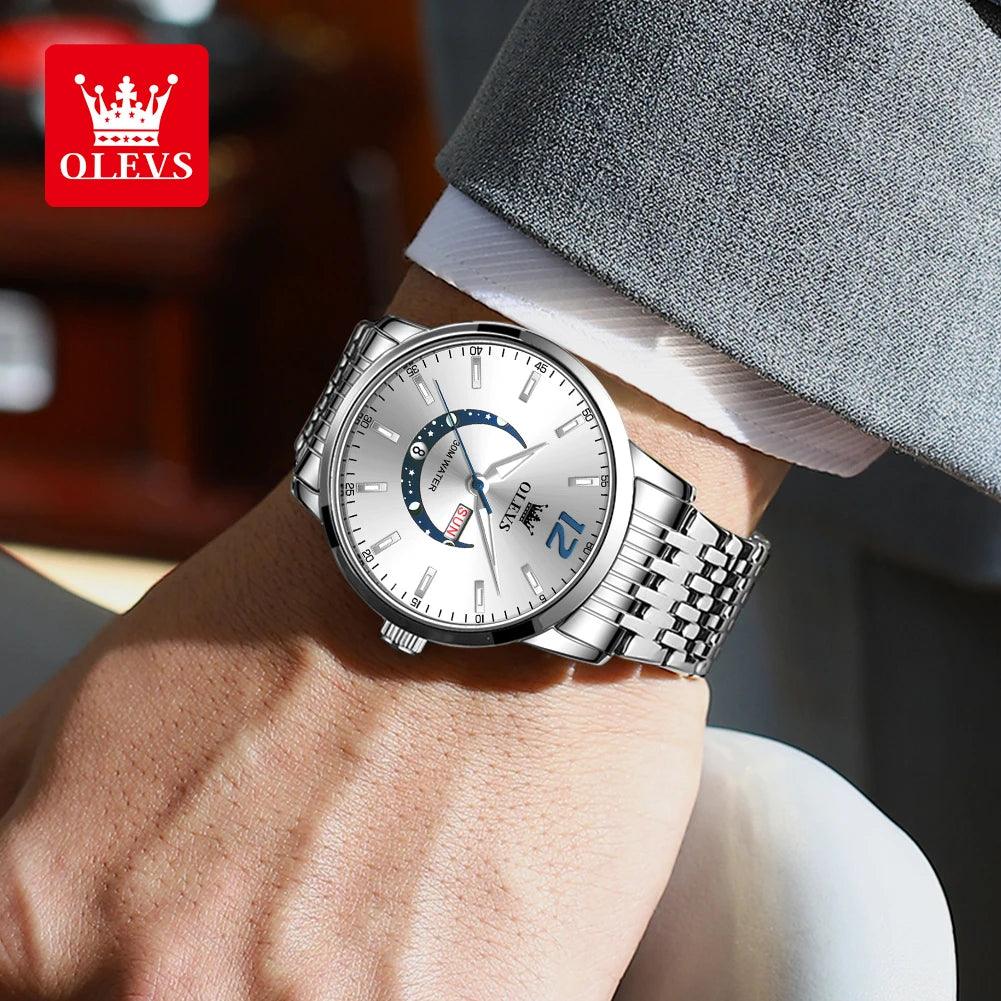 OLEVS Men's Watches Fashion Trend Crescent Shaped Dial Original Quartz Watch Carauana Store