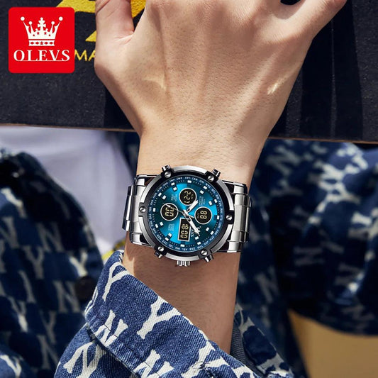 OLEVS Men's Watches Original Multifunctional Wlectronic Watch for Man Waterproof Luminous Alarm Clock Fashion Dress Carauana Store