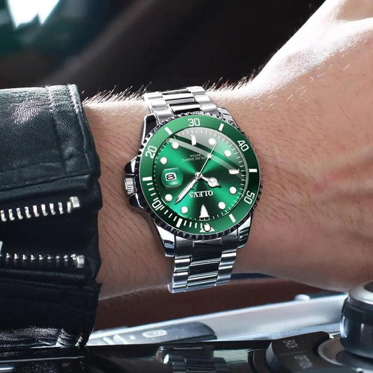 OLEVS Mens Watches Top Brand Luxury Fashion Waterproof Luminous Hand Green Dial Quartz Sports Wristwatch Gifts for Men Carauana Store