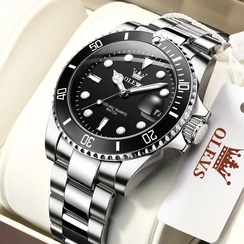 OLEVS Mens Watches Top Brand Luxury Fashion Waterproof Luminous Hand Green Dial Quartz Sports Wristwatch Gifts for Men Carauana Store