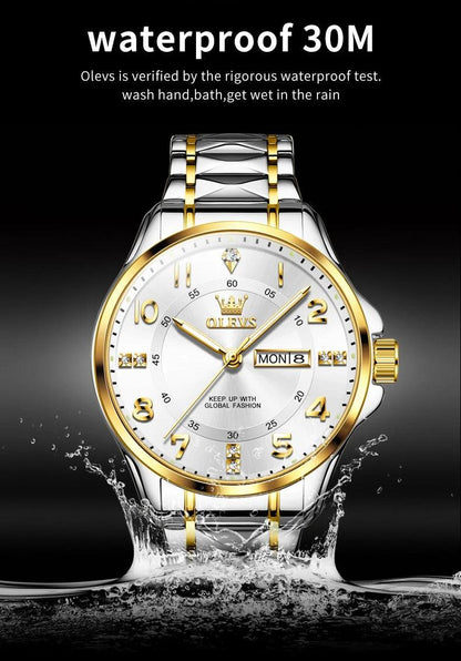 OLEVS Steel men's Quartz Watch | Sleek Business Style with Shock Resistance and Auto Date Feature Carauana Store