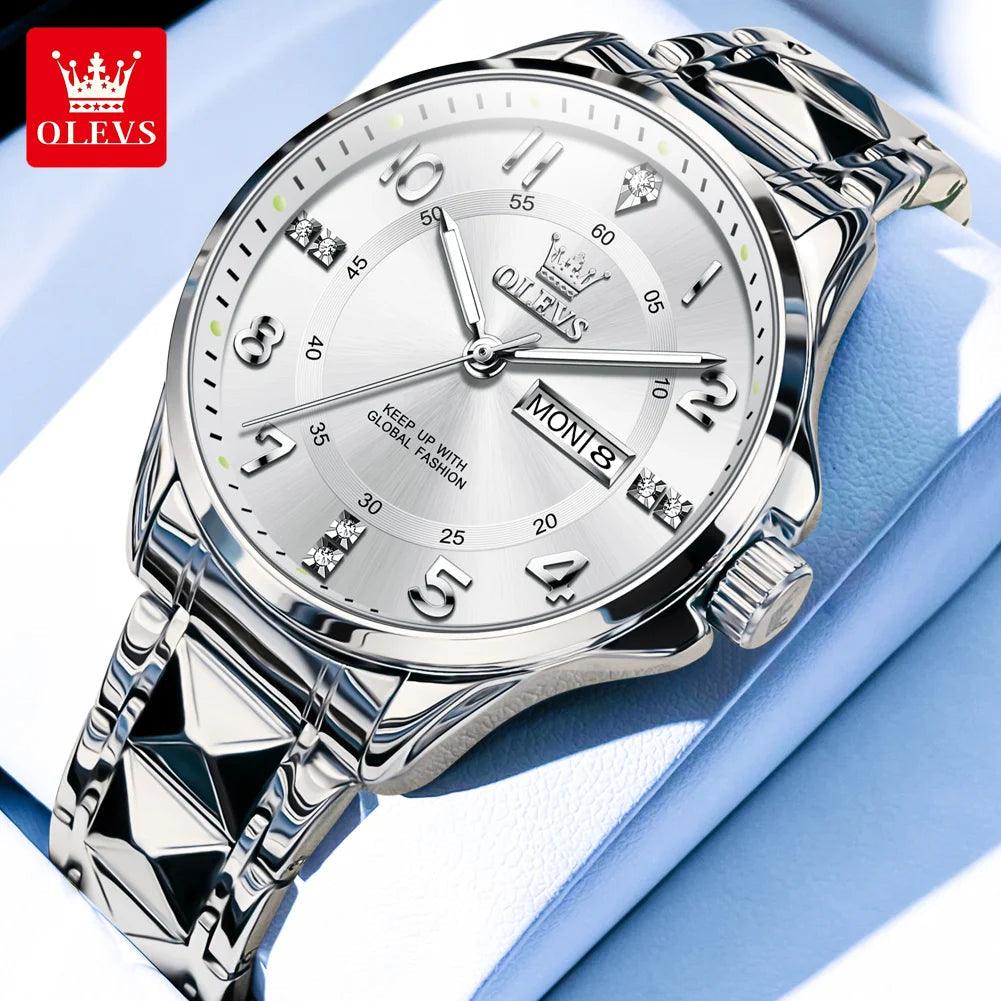 OLEVS Steel men's Quartz Watch | Sleek Business Style with Shock Resistance and Auto Date Feature Carauana Store