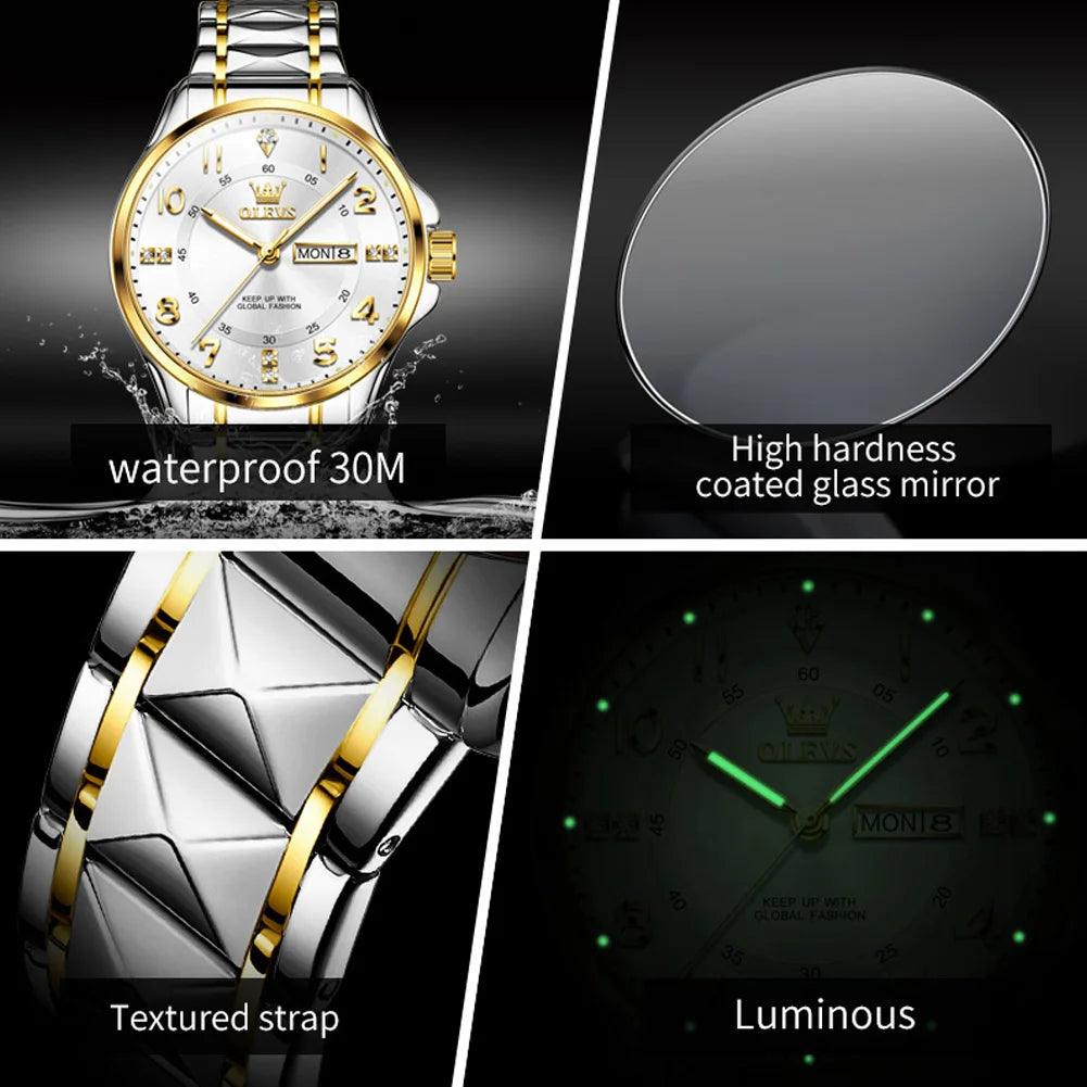 OLEVS Steel men's Quartz Watch | Sleek Business Style with Shock Resistance and Auto Date Feature Carauana Store