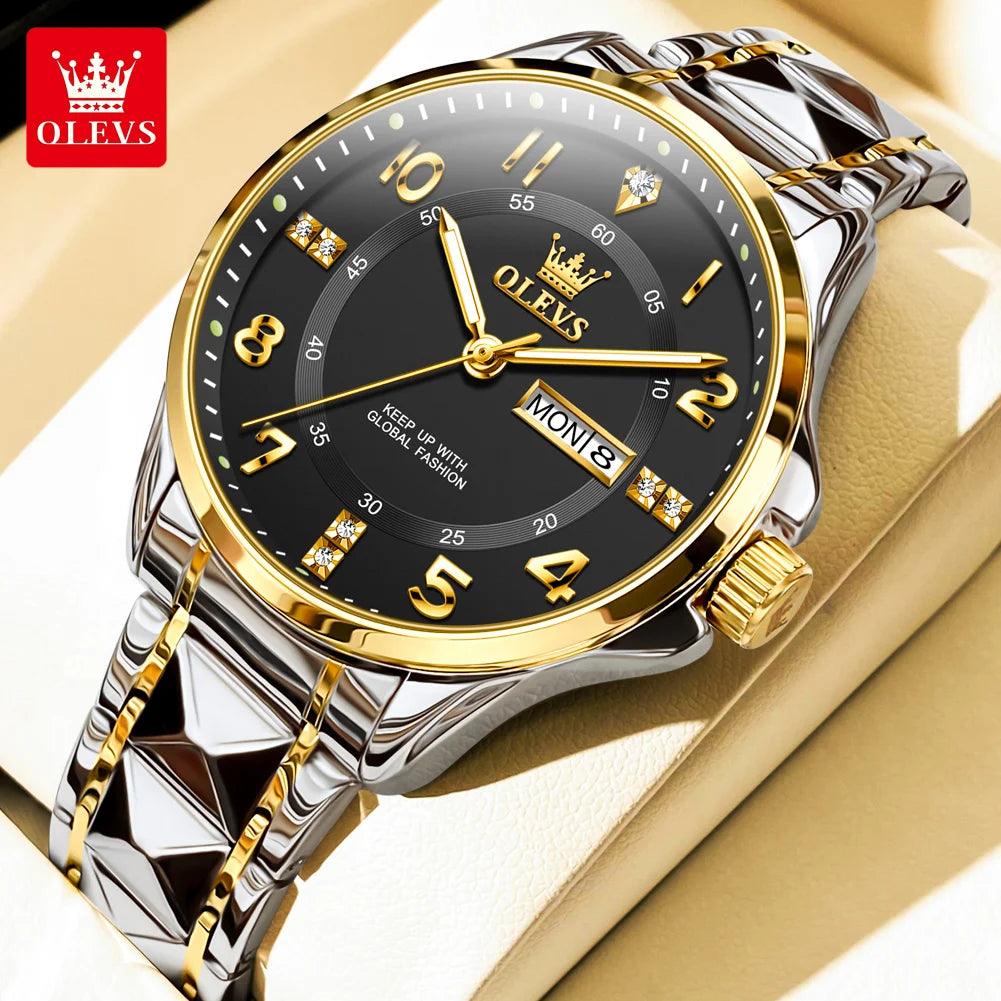 OLEVS Steel men's Quartz Watch | Sleek Business Style with Shock Resistance and Auto Date Feature Carauana Store