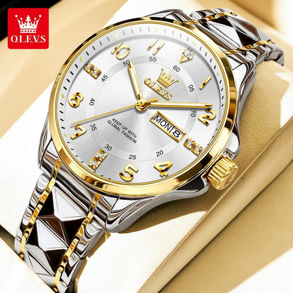 OLEVS Steel men's Quartz Watch | Sleek Business Style with Shock Resistance and Auto Date Feature Carauana Store