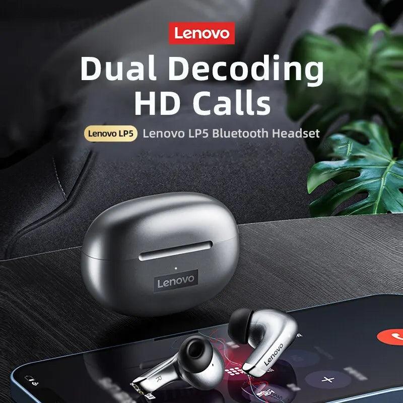 Original Lenovo LP5 Wireless Bluetooth Earbuds HiFi Music Earphones Headphones Sports Waterproof Headset With Mic Earbuds New Carauana Store
