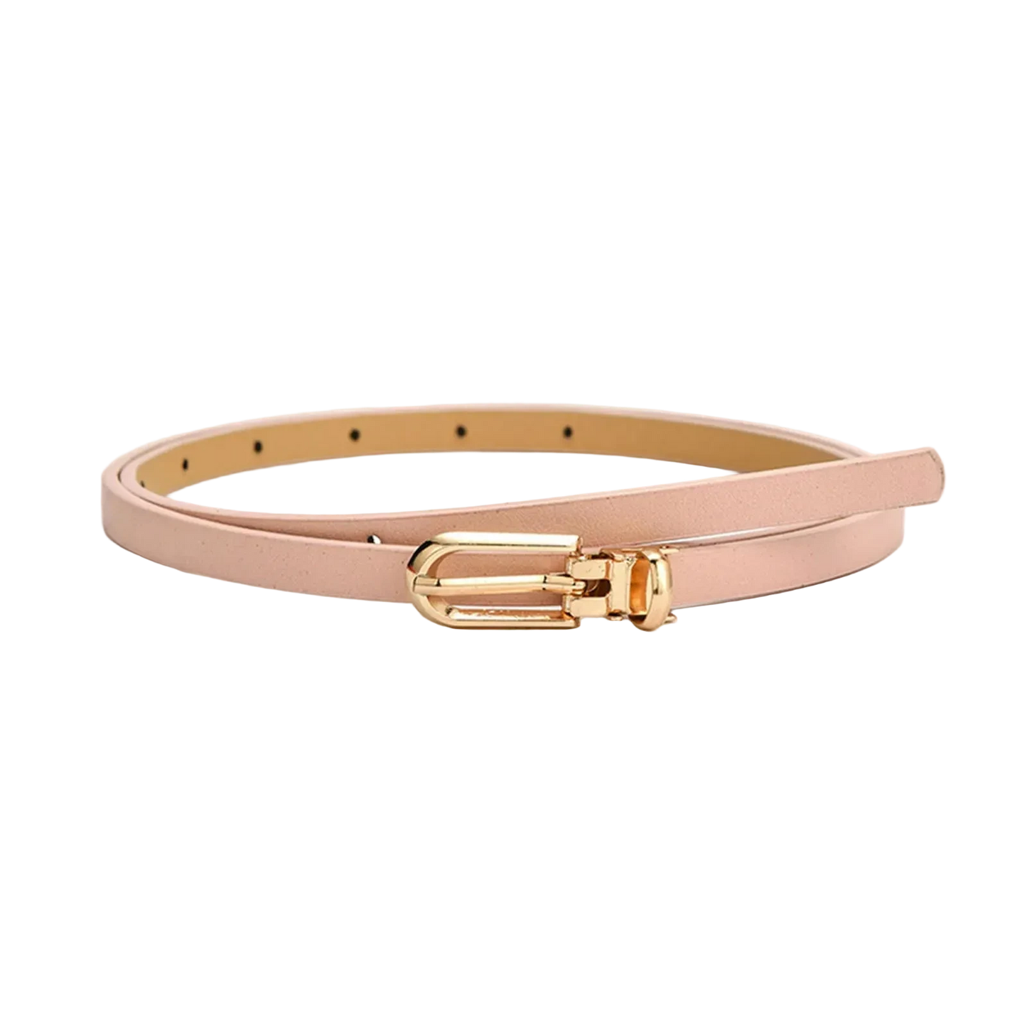 Pink belt with a gold buckle