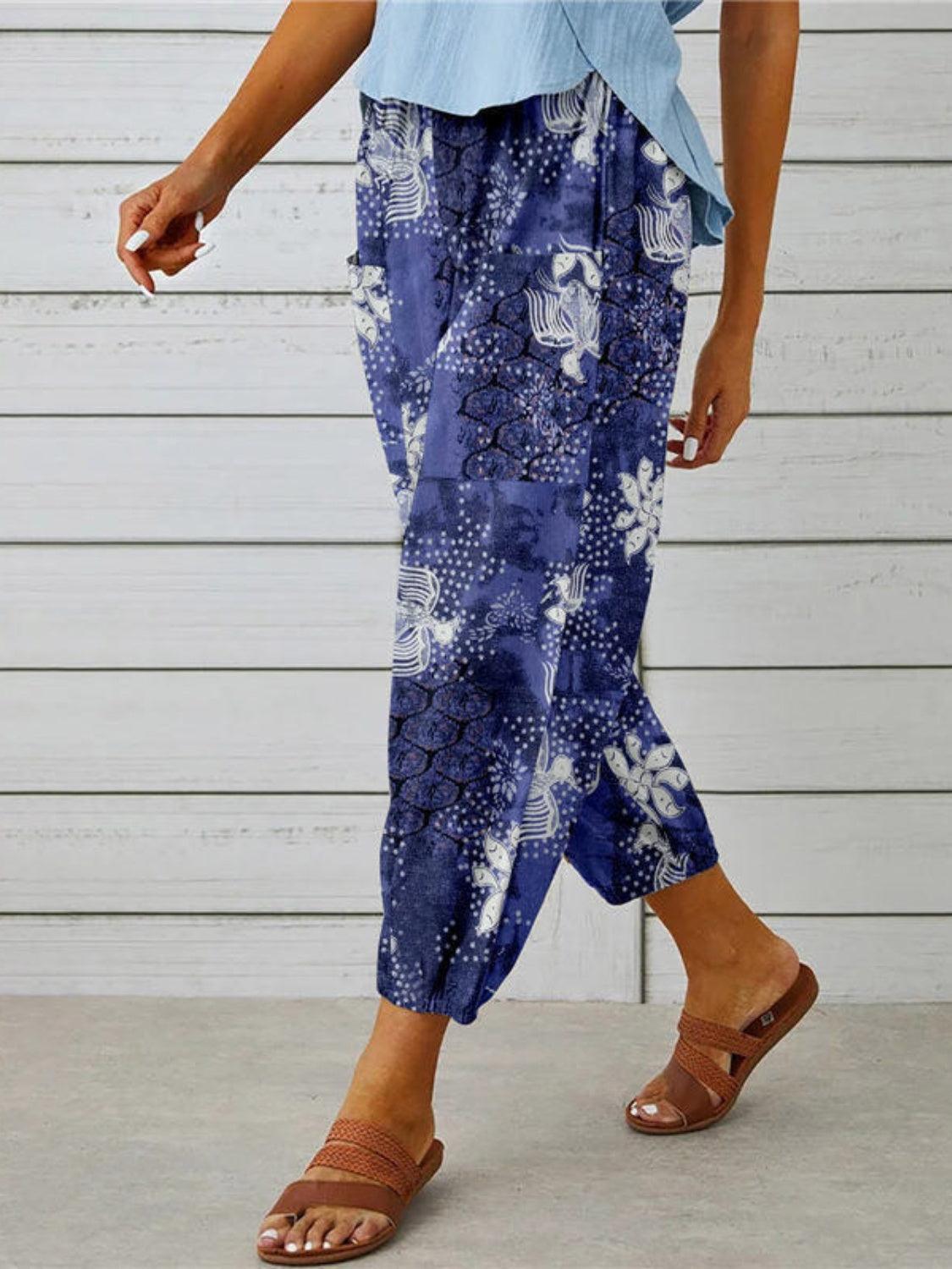 Printed Tied Cropped Pants Carauana Store