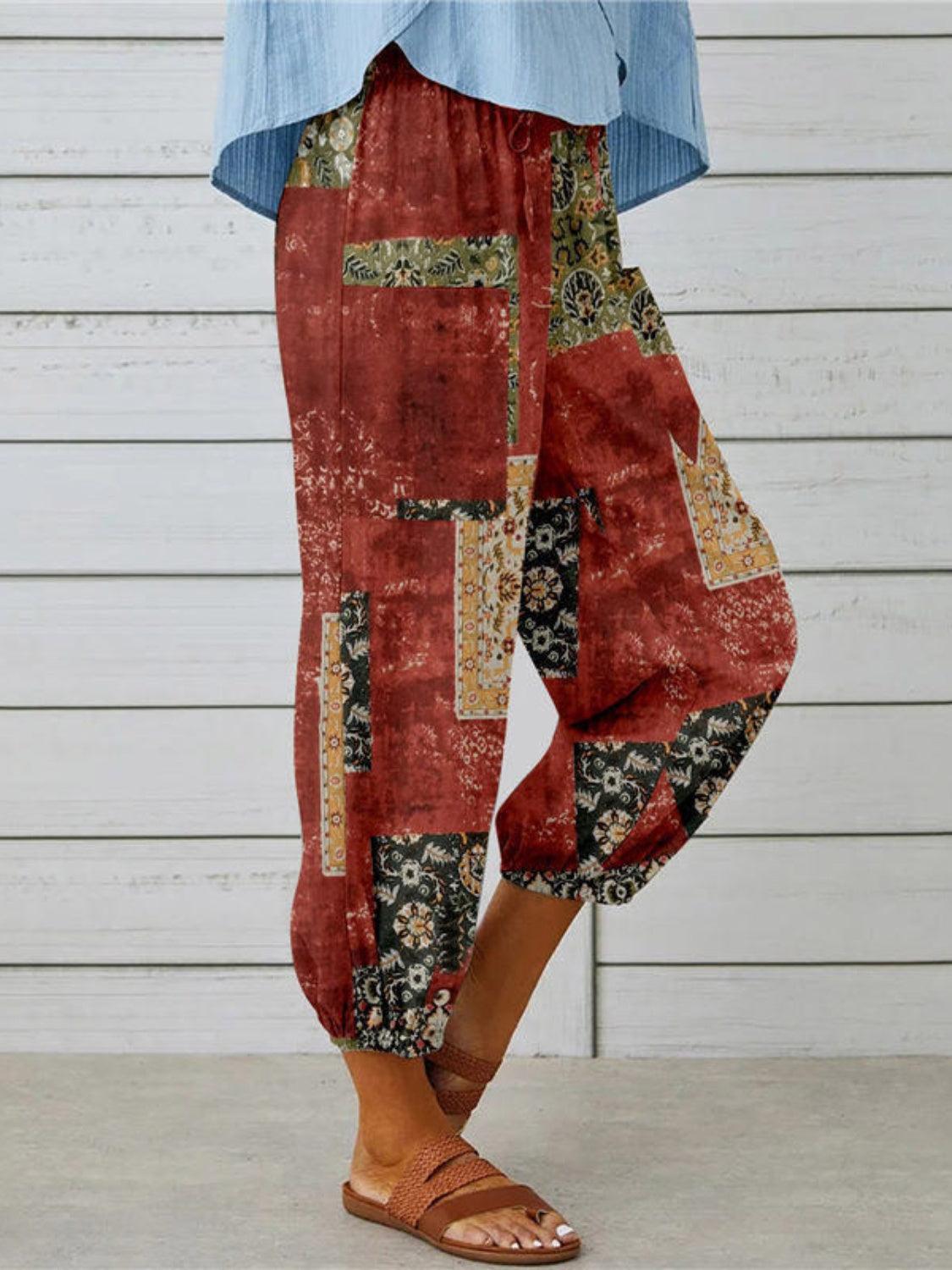 Printed Tied Cropped Pants Carauana Store