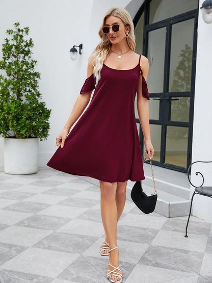 Ruffled Scoop Neck Mini Dress Carauana Store