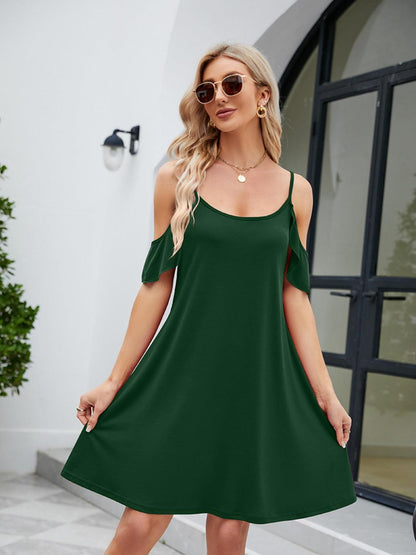Ruffled Scoop Neck Mini Dress Carauana Store