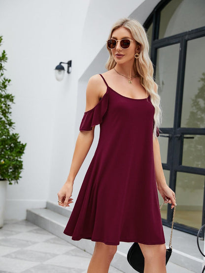 Ruffled Scoop Neck Mini Dress Carauana Store