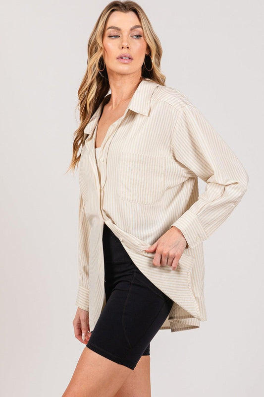 SAGE + FIG Striped Button Up Long Sleeve Shirt Carauana Store