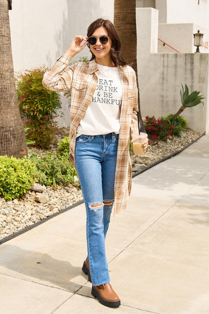 Simply Love Full Size EAT DRINK & BE THANKFUL Round Neck T-Shirt Carauana Store