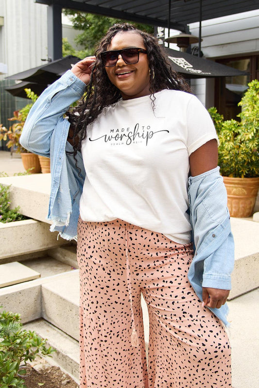 Simply Love Full Size MADE TO WORSHIP Short Sleeve T-Shirt Carauana Store