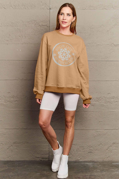 Simply Love Full Size SNOW DAY SUPPORTER Round Neck Sweatshirt Carauana Store