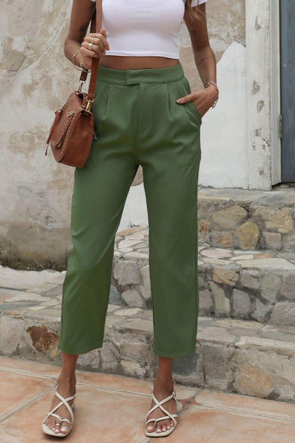 Straight Leg Cropped Pants with Pockets Carauana Store