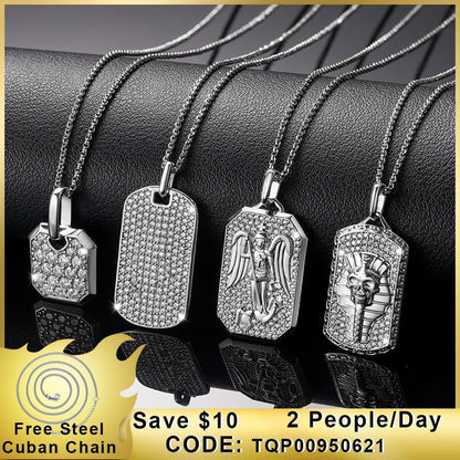 Streamline Tag With Pave Moissanite Diamonds Tag Pendant Real 925 Sterling Silver For Women Men Fine Jewelry Accessories Gift Carauana Store