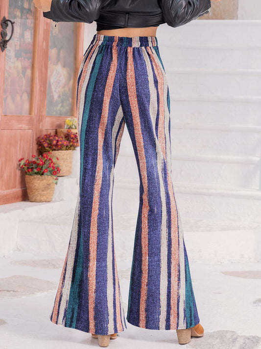 Striped Flare Leg Pants Carauana Store