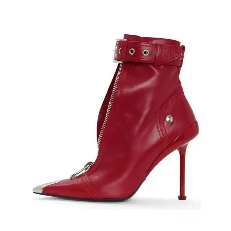 Stylish Short Boots Autumn Winter New Red High Heels Ankle Boots Carauana Store