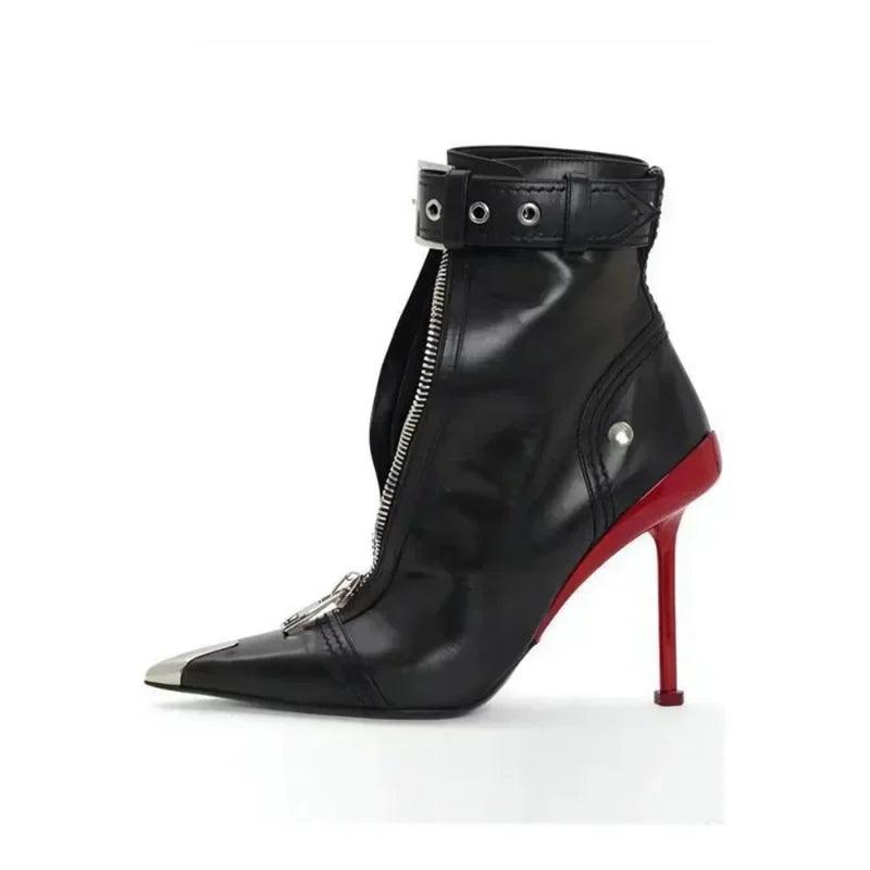 Stylish Short Boots Autumn Winter New Red High Heels Ankle Boots Carauana Store