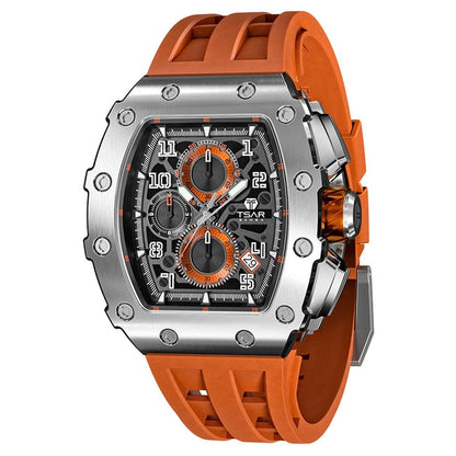 TSAR BOMBA Luxury Tonneau Clock 50M Waterproof Stainless Steel Carauana Store