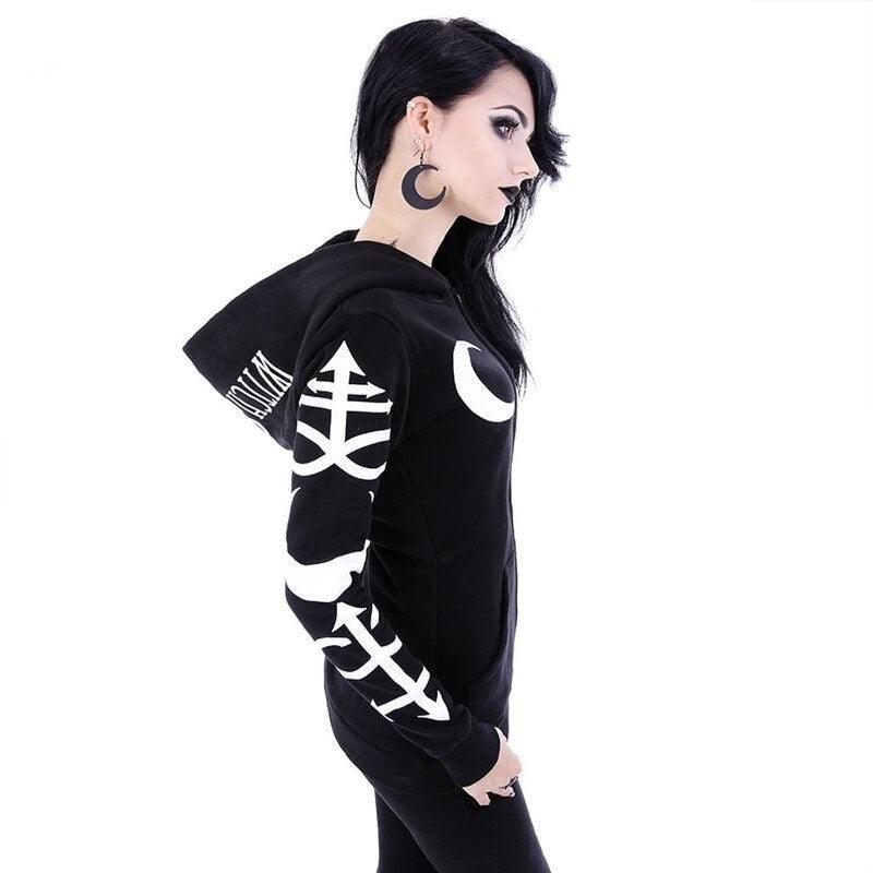 Women Hoodies Gothic Moon Letters Carauana Store