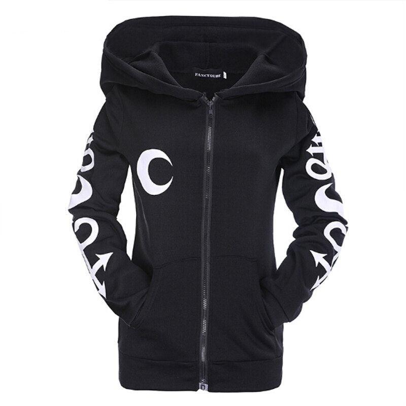 Women Hoodies Gothic Moon Letters Carauana Store