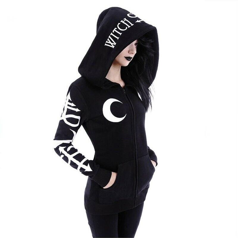 Women Hoodies Gothic Moon Letters Carauana Store