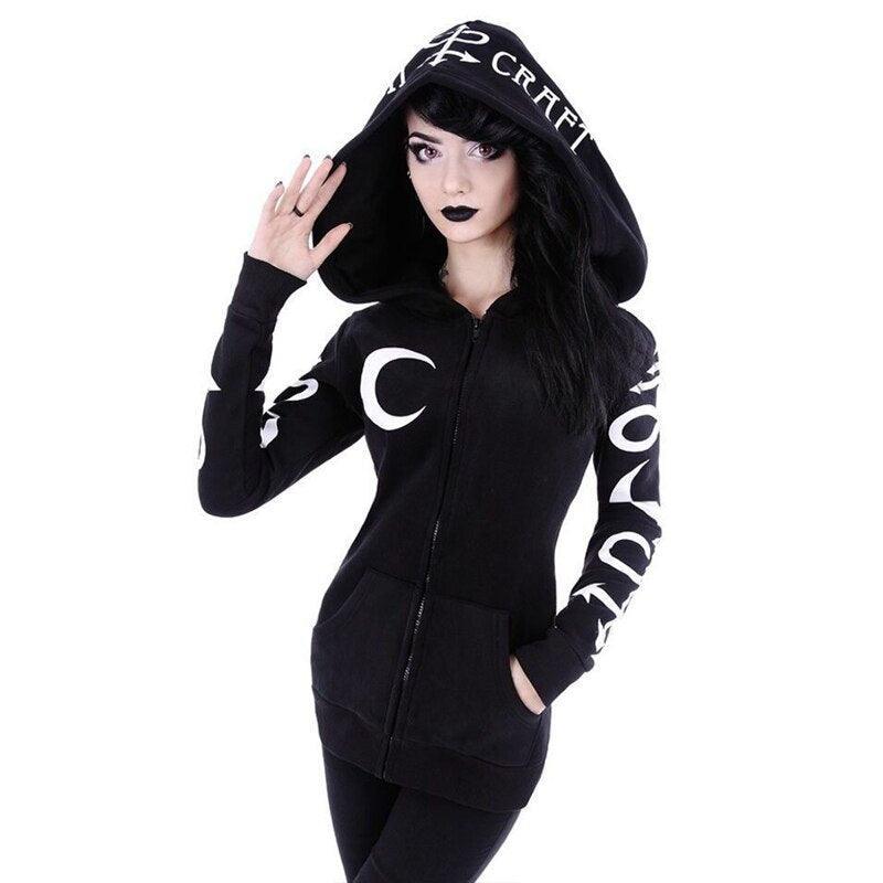 Women Hoodies Gothic Moon Letters Carauana Store
