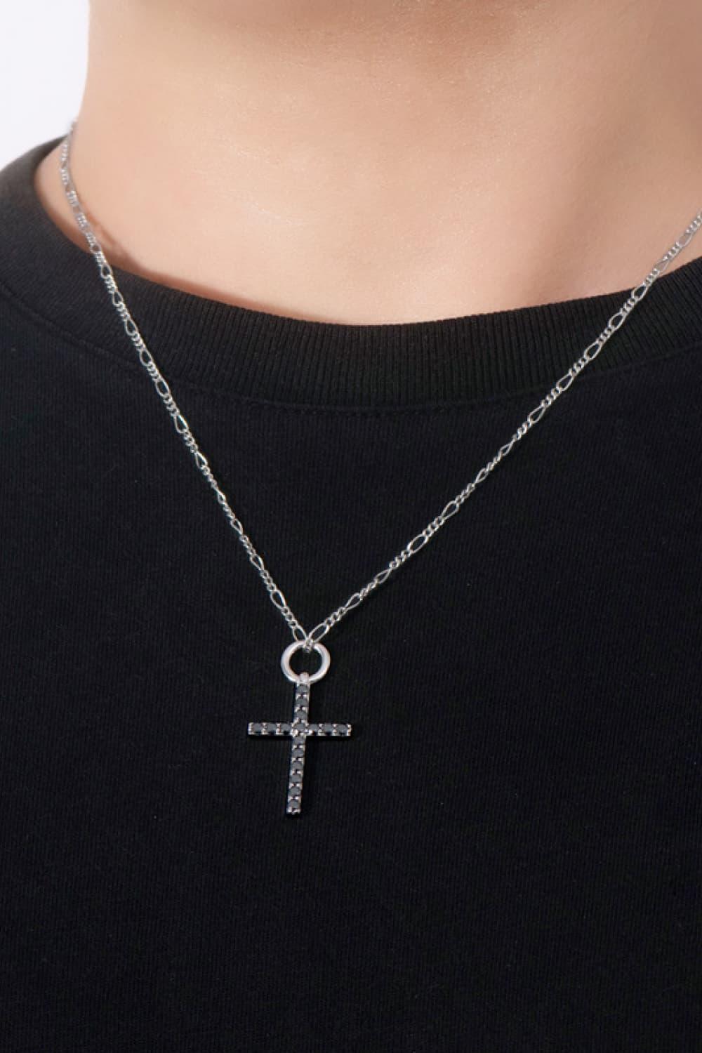 Moissanite Cross Pendant Platinum-Plated Necklace Carauana Store