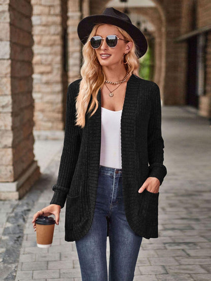 Open Front Cardigan with Pockets Carauana Store