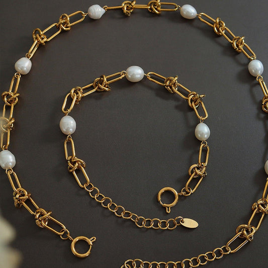 Freshwater Pearl Titanium Steel Necklace Carauana Store