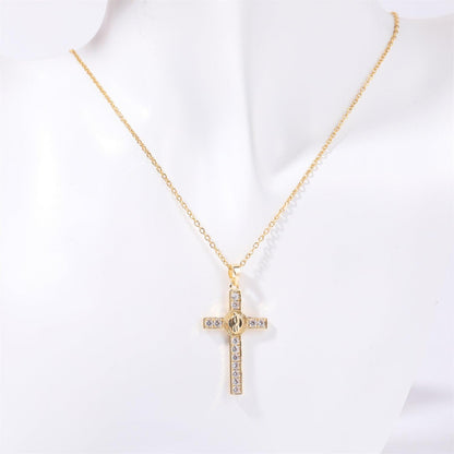 Stainless Steel Inlaid Zircon Cross Necklace Carauana Store