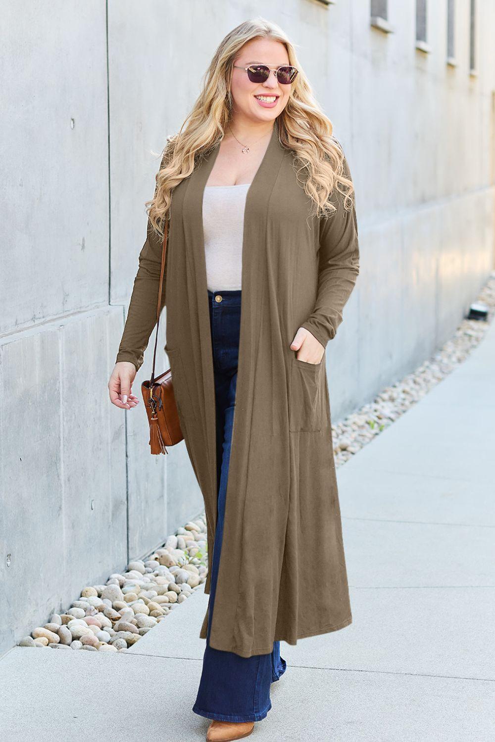 Basic Bae Full Size Open Front Long Sleeve Cover Up Carauana Store
