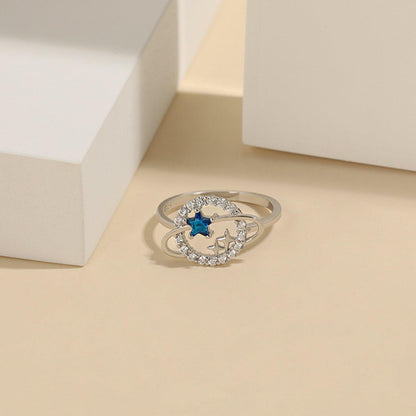 Planet Shape Inlaid Zircon 925 Sterling Silver Ring Carauana Store