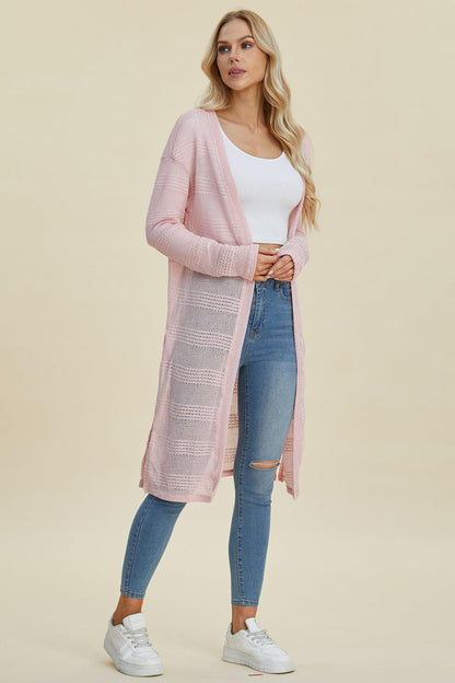 Double Take Full Size Open Front Longline Cardigan Carauana Store