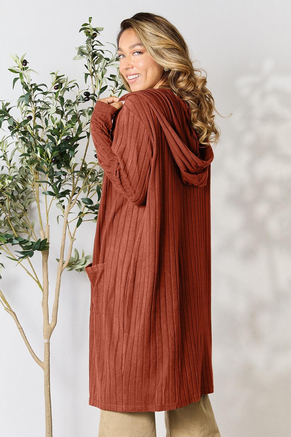 Basic Bae Full Size Hooded Sweater Cardigan Carauana Store
