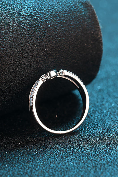 Moissanite Cutout Rhodium-Plated Ring Carauana Store