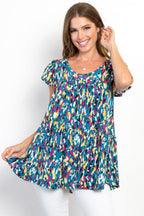 Be Stage Printed Ruffle Sleeve Top Carauana Store